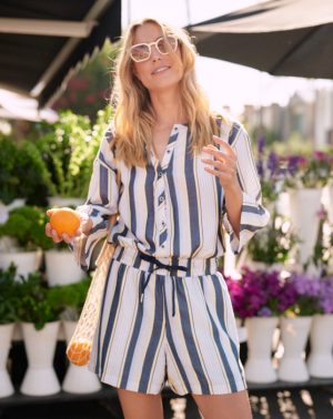 Lucky Loo Twill Tie Waist Romper