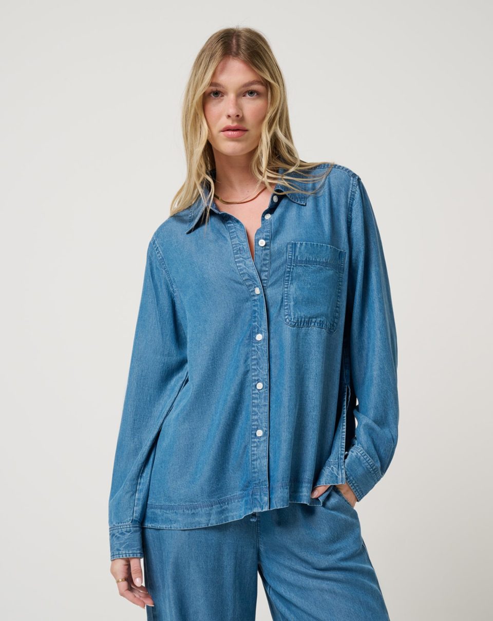 Chambray Button Down Long Sleeve