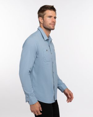Cloud Flannel Button-Up