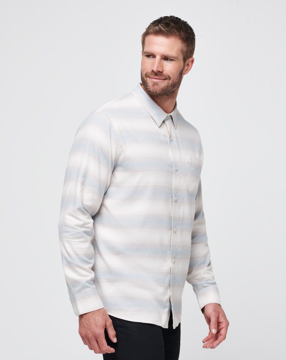 Cloud Flannel Stripe Button-Up