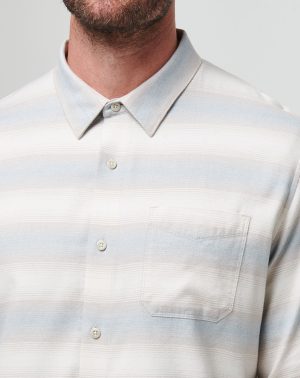 Cloud Flannel Stripe Button-Up