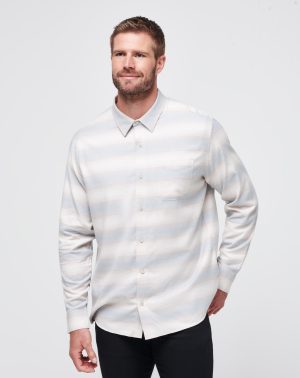 Cloud Flannel Stripe Button-Up