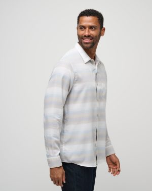 Cloud Flannel Stripe Button-Up
