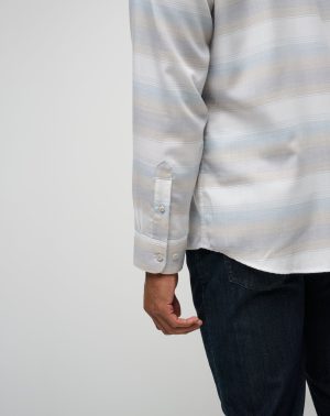Cloud Flannel Stripe Button-Up