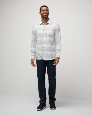 Cloud Flannel Stripe Button-Up