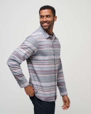 Cloud Flannel Stripe Button-Up