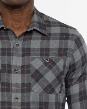 Cloud Flannel Plaid Button-Up