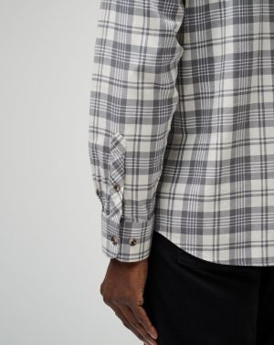 Cloud Flannel Plaid Button-Up