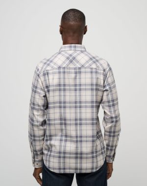 Cloud Flannel Plaid Button-Up
