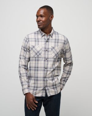Cloud Flannel Plaid Button-Up
