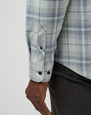 Cloud Flannel Plaid Button-Up