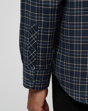 Cloud Flannel Plaid Button-Up