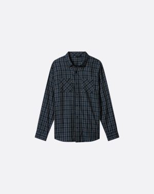 Cloud Flannel Plaid Button-Up