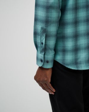 Cloud Flannel Plaid Button-Up