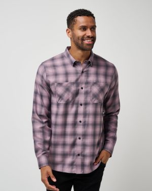 Cloud Flannel Plaid Button-Up
