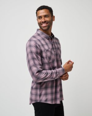 Cloud Flannel Plaid Button-Up