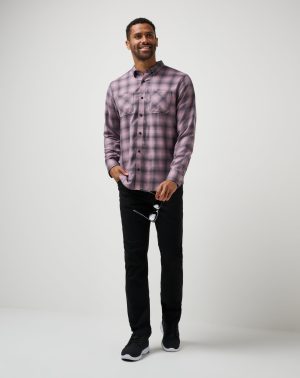 Cloud Flannel Plaid Button-Up