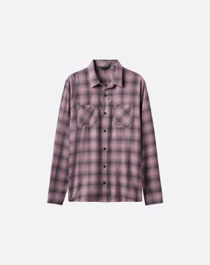 Cloud Flannel Plaid Button-Up