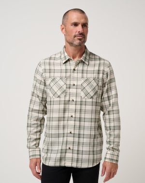 Cloud Flannel Plaid Button-Up