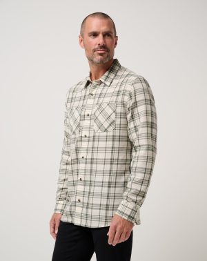 Cloud Flannel Plaid Button-Up