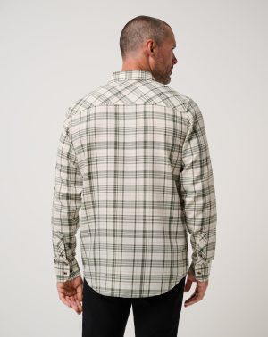 Cloud Flannel Plaid Button-Up