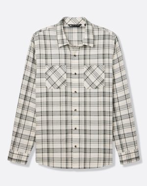 Cloud Flannel Plaid Button-Up