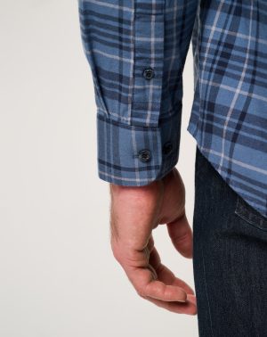 Cloud Flannel Plaid Button-Up