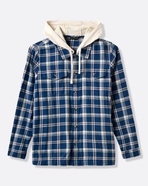 Cloud Flannel Hooded Button-Up